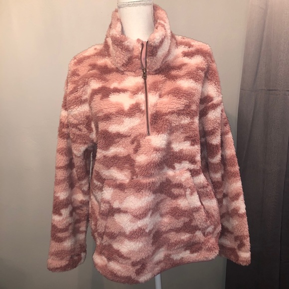 Relaxed Cozy Sherpa Half Zip Sweatshirt 